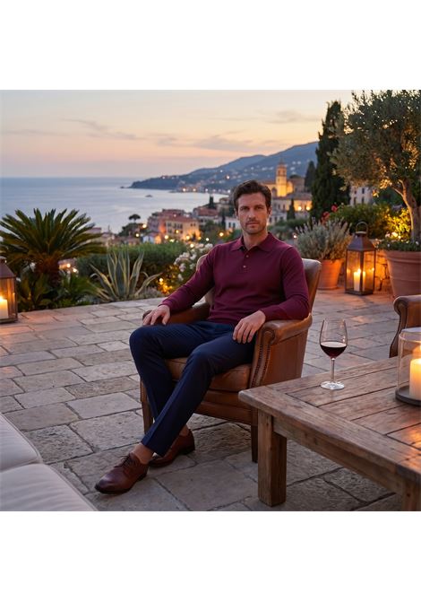 Paolo Pecora Gauge 16 Silk and Cotton Knit Polo - Burgundy Vinaccia PAOLO PECORA |  | A006 F2004469
